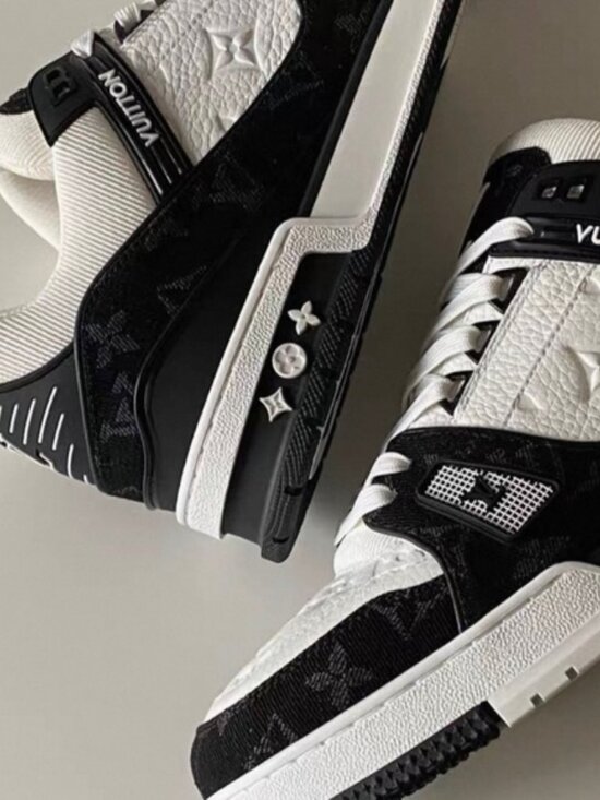 Louis Vuitton Black and White LV Trainer Sneakers